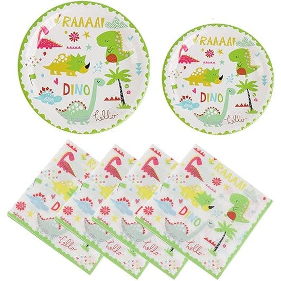 Set 16 Accesorii De Masa, Colectia Dino Park, 136 Piese, Din Carton/Plastic/Hartie - vivimall.ro