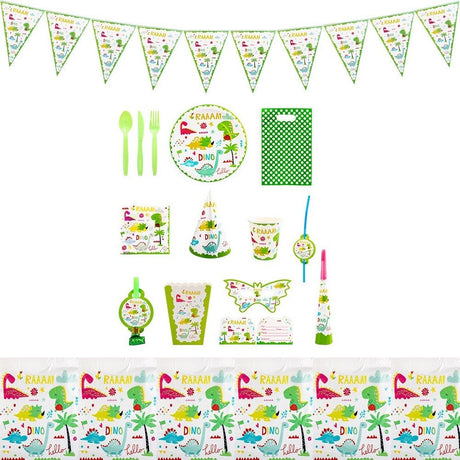 Set 16 Accesorii De Masa, Colectia Dino Park, 136 Piese, Din Carton/Plastic/Hartie - vivimall.ro