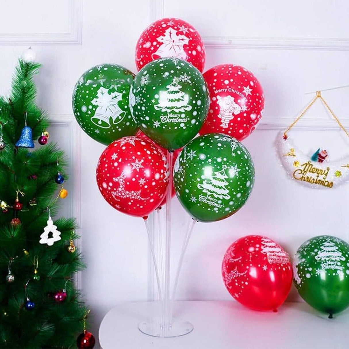 Set 16 Baloane Din Latex, Tematica Craciun, 25 Cm, Rosu - vivimall.ro