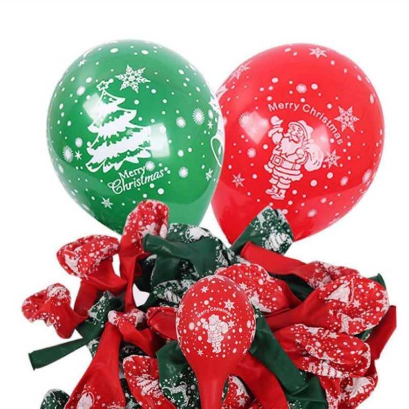 Set 16 Baloane Din Latex, Tematica Craciun, 25 Cm, Rosu - vivimall.ro