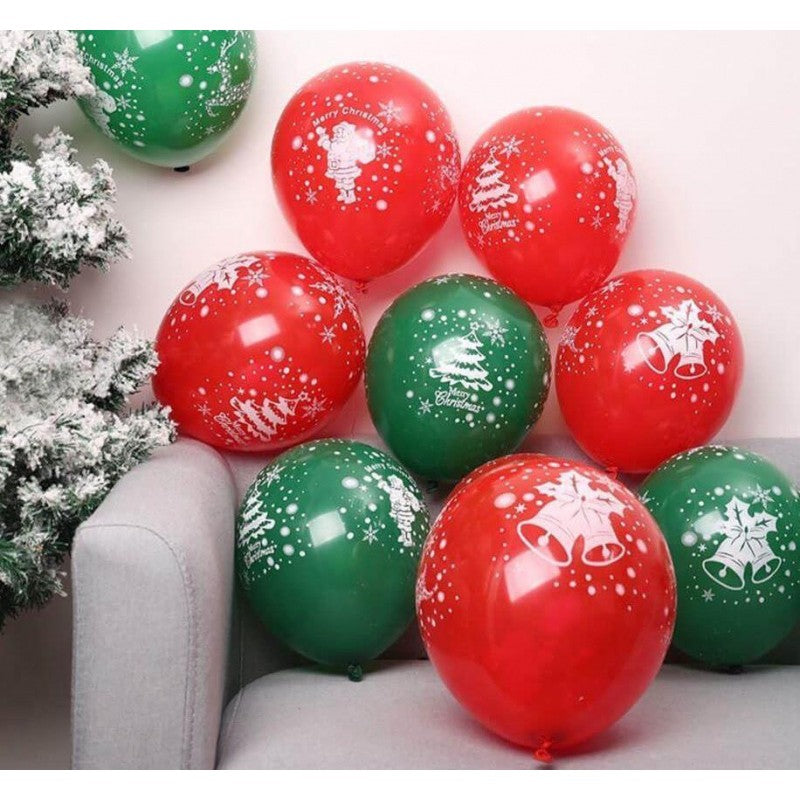Set 16 Baloane Din Latex, Tematica Craciun, 25 Cm, Rosu - vivimall.ro
