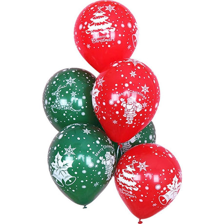 Set 16 Baloane Din Latex, Tematica Craciun, 25 Cm, Rosu - vivimall.ro