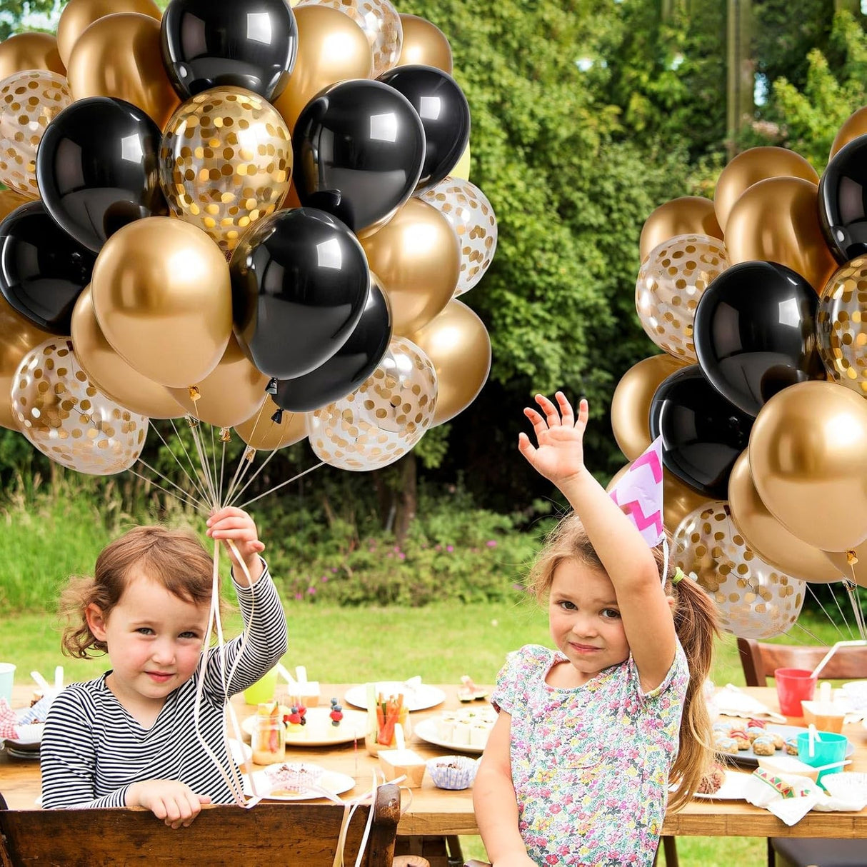 Set 16 Baloane Din Latex, 30 Cm, Negru, Confetti, 2.8 G - vivimall.ro