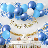 Set 16 Baloane din Latex Metalizate, Vivimall, Model Party, 30 cm, Alb, Albastru, Albastru Chrome, Transparent Confetti 2.8 g