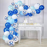 Set 16 Baloane din Latex Metalizate, Vivimall, Model Party, 30 cm, Alb, Albastru, Albastru Chrome, Transparent Confetti 2.8 g