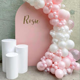 Set 16 Baloane din Latex Metalizate, Vivimall, Model Party, 30 cm, Alb, Roz, Roz Chrome, Transparent Confetti 2.8 g