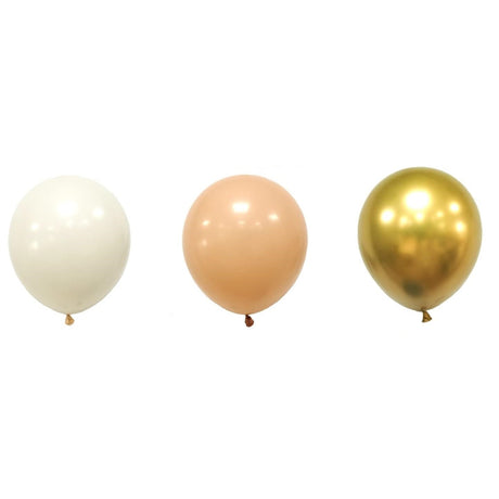 Set 16 Baloane din Latex Metalizate, Vivimall, Model Party, 30 cm, Auriu, Bej Inchis si Deschis, 2.8 g