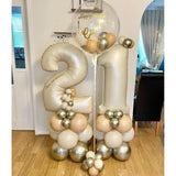 Set 16 Baloane Din Latex Metalizate, 30 Cm, Bej Inchis Si Deschis, 2.8 G - vivimall.ro