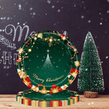 Set 16 Farfurii de Unica Folosinta, Vivimall, Model Brad de Craciun Merry Christmas, Tematica Craciun, 18 cm, Verde - vivimall.ro