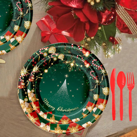 Set 16 Farfurii De Unica Folosinta De Craciun 18 Cm | XmasSet - vivimall.ro