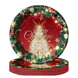 Set 16 Farfurii De Unica Folosinta, Tematica Craciun, 23 Cm, Rosu/ - vivimall.ro