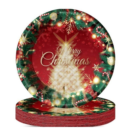 Set 16 Farfurii De Unica Folosinta De Craciun | MerryPlates - vivimall.ro