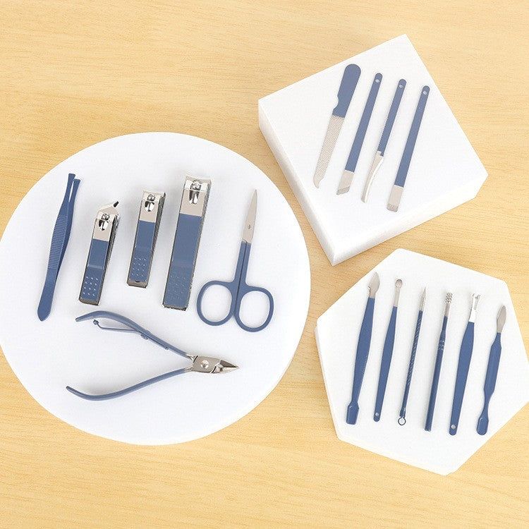Set 16 Piese De Injire Cosmetica, Pentru Manichiura, Pedichiura, Fata, Geanta Organizatoare Din Piele Ecologica Inclusa, Mov - vivimall.ro