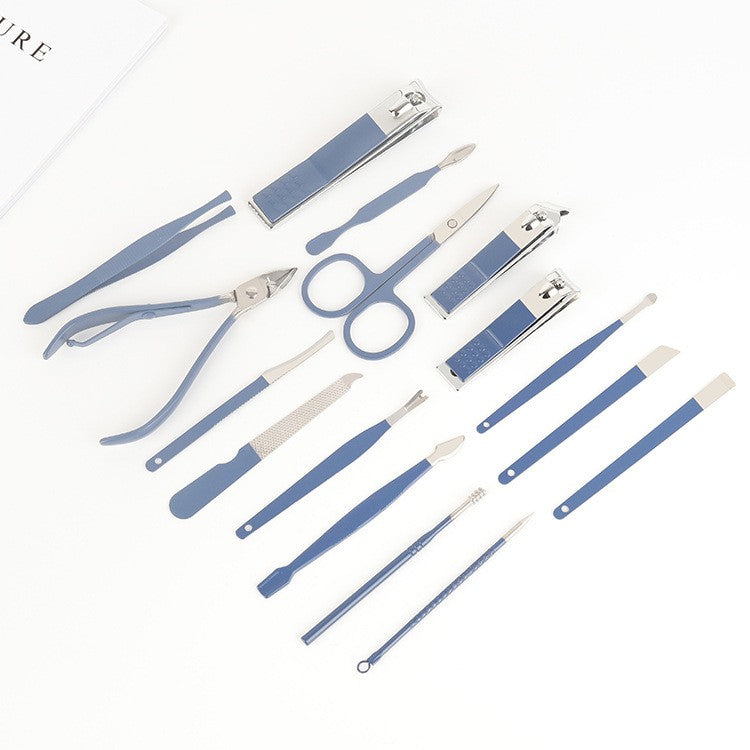 Set 16 Piese De Ingrijire Cosmetica, Pentru Manichiura, Pedichiura, Fata, Geanta Organizatoare Din Piele Ecologica Inclusa - vivimall.ro