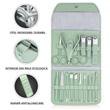 Set 16 Piese De Ingrijire Cosmetica, Pentru Manichiura, Pedichiura, Fata, Geanta Organizatoare Din Piele Ecologica Inclusa - vivimall.ro