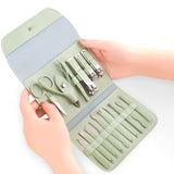 Set 16 Piese De Ingrijire Cosmetica, Pentru Manichiura, Pedichiura, Fata, Geanta Organizatoare Din Piele Ecologica Inclusa - vivimall.ro