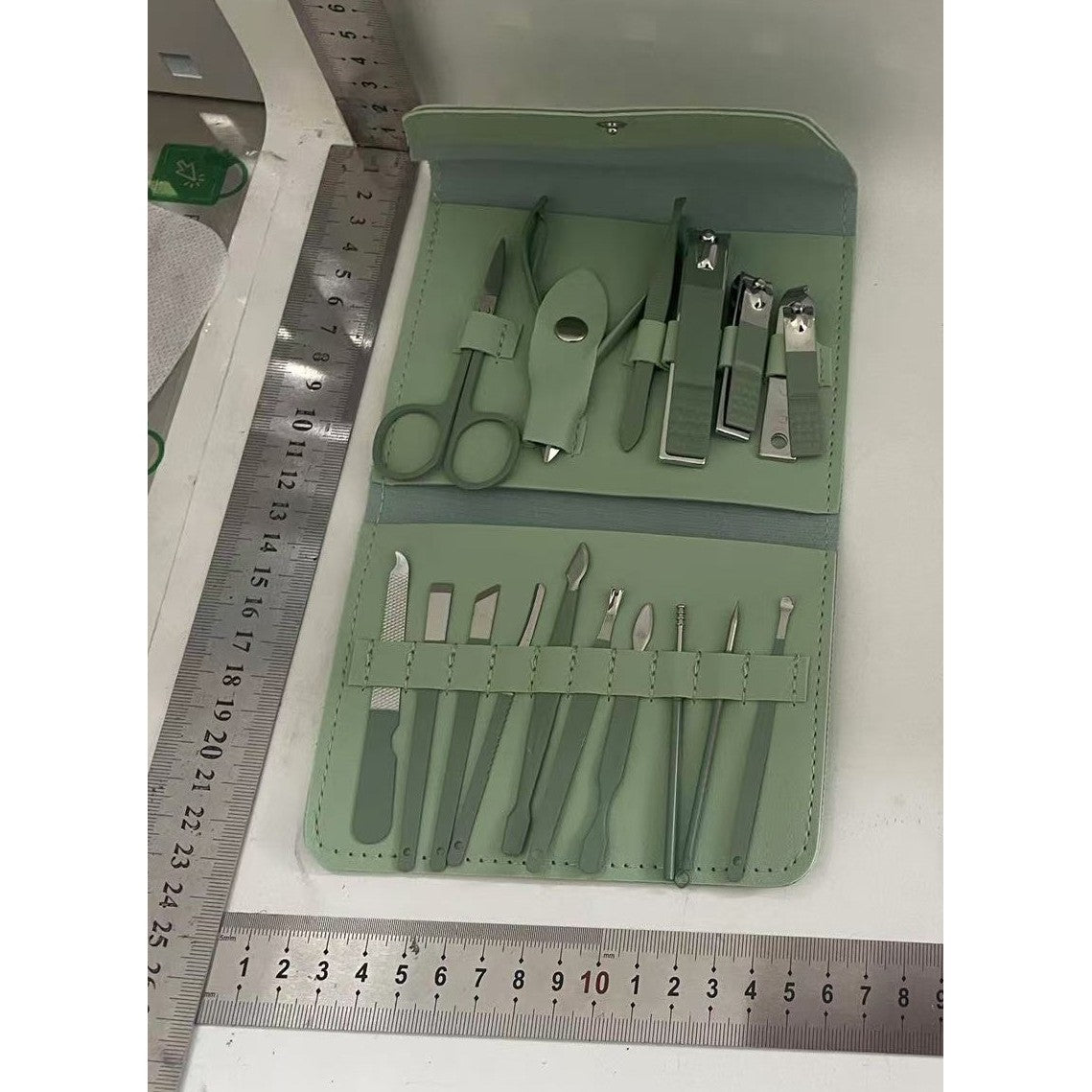 Set 16 Piese De Ingrijire Cosmetica, Pentru Manichiura, Pedichiura, Fata, Geanta Organizatoare Din Piele Ecologica Inclusa - vivimall.ro