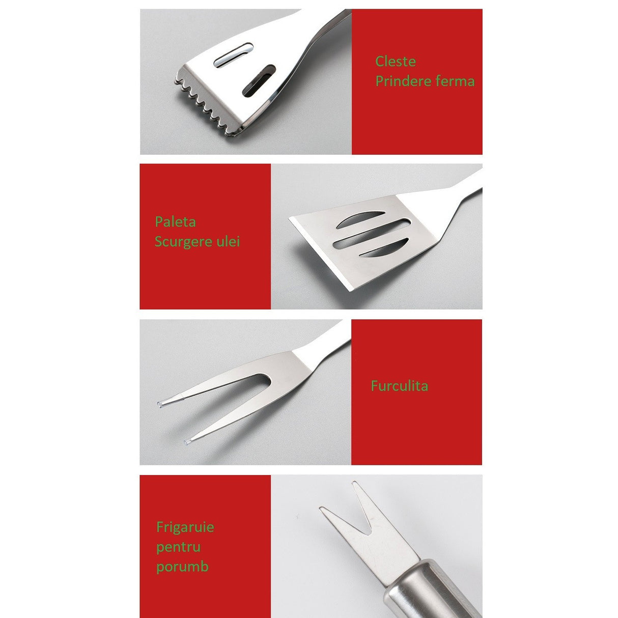 Set 16 Ustensile Pentru Gratar, Din Otel Inoxidabil, Geanta Oxford, Argintiu - vivimall.ro