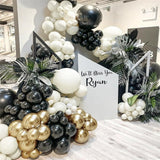 Set 163 Baloane din Latex, Vivimall, Model Petrecere pentru Arcada, Baloane Party, 12 cm, 30 cm, 45 cm, Negru, Auriu, Alb