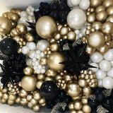 Set 163 Baloane din Latex, Vivimall, Model Petrecere pentru Arcada, Baloane Party, 12 cm, 30 cm, 45 cm, Negru, Auriu, Alb