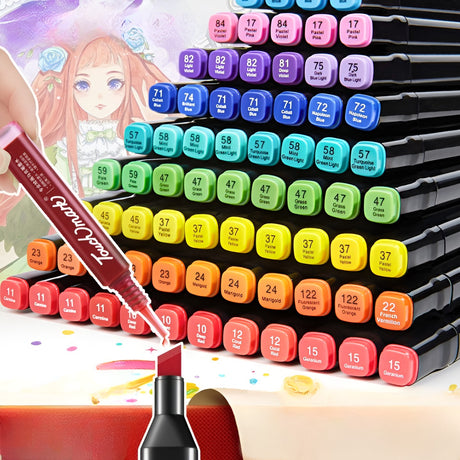 Set 168 Markere, Cu Alcool Touch Room, Cutie Plastic Inclusa, 2 Varfuri - vivimall.ro