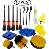 Cele 5 pensule pentru detailing auto din set, vedere frontală, culori multiple