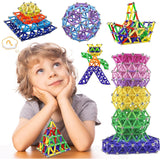 Construcție 3D realizată cu bețișoare magnetice Vivimall 178 piese, structură geometrică colorată
