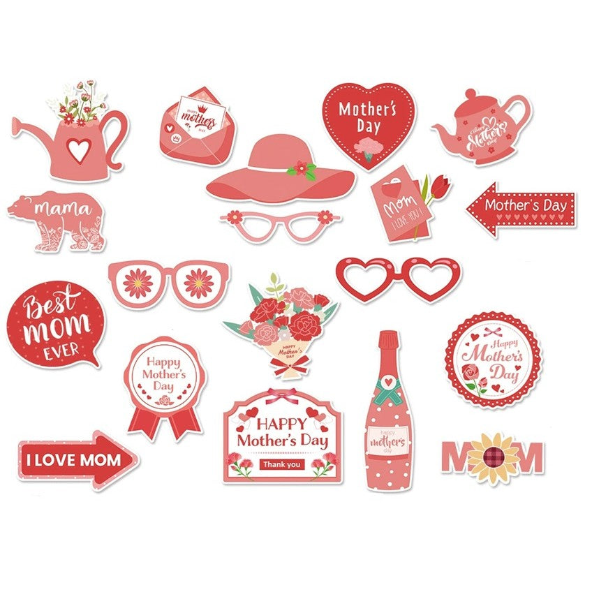 Set 18 Accesorii Pentru Petrecere, Props Pentru Photo Corner, Tematica Ziua Mamei - vivimall.ro