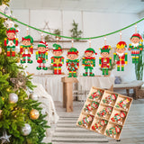 Set 18 Decoratiuni De Craciun Din Lemn, Cu Snur Pentru Agatare In Brad, Diferite Dimensiuni