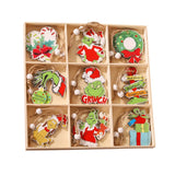 Set 18 Decoratiuni De Craciun Din Lemn, Cu Snur Pentru Agatare In Brad, Diferite Dimensiuni - vivimall.ro