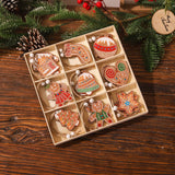 Set 18 Decoratiuni De Craciun Din Lemn, Cu Snur Pentru Agatare In Brad, Modele Diverse , Diferite Dimensiuni - vivimall.ro