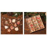 Set 18 Decoratiuni De Craciun Din Lemn, Cu Snur Pentru Agatare In Brad, Modele Diverse , Diferite Dimensiuni - vivimall.ro