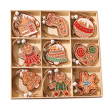Set 18 Decoratiuni De Craciun Din Lemn, Cu Snur Pentru Agatare In Brad, Modele Diverse , Diferite Dimensiuni - vivimall.ro