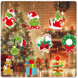 Set 18 Decoratiuni De Craciun Din Lemn, Cu Snur Pentru Agatare In Brad, Diferite Dimensiuni - vivimall.ro