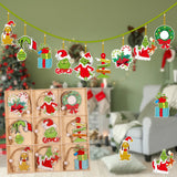 Set 18 Decoratiuni De Craciun Din Lemn, Cu Snur Pentru Agatare In Brad, Diferite Dimensiuni - vivimall.ro