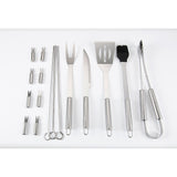 Set 18 Ustensile Pentru Gratar, Din Otel Inoxidabil, Geanta Oxford, Argintiu - vivimall.ro