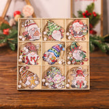 Set 18 Decoratiuni De Craciun Din Lemn, Cu Snur Pentru Agatare In Brad, Diferite Dimensiuni - vivimall.ro