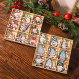 Set 18 Decoratiuni De Craciun Din Lemn, Cu Snur Pentru Agatare In Brad, Diferite Dimensiuni - vivimall.ro