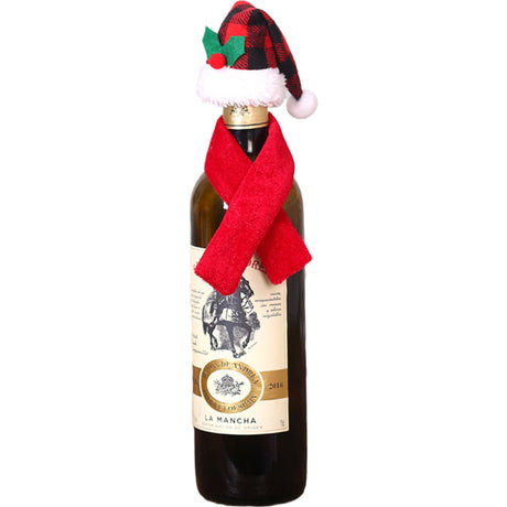 Set 2 Accesorii Decorative Pentru Sticlele De Vin, Tematica Craciun, Material Textil/Poliester - vivimall.ro