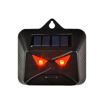 Set 2 Aparate Solare Led Cu Ultrasunete, Repelent Pentru Animale Mari Si Mici, Lumina Rosie Si Alba, Anti Rozatoare, Anti Insecte, Frecventa 9-36Khz, 10.2 X 10.6 X 2.8 Cm, Negru - vivimall.ro