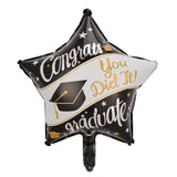 Set 2 Baloane din Folie Metalizata, Flippy, Figurine Stea 45 cm si Minge 63x53 xm, Model Absolvire, Ambalaj Individual, Pai Inclus, Umflare cu Aer sau Heliu, Multicolor