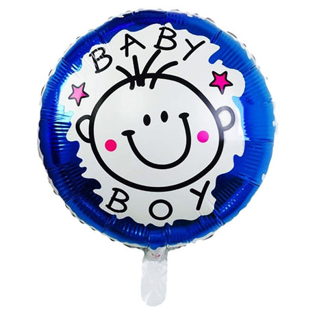 Set 2 Baloane Din Folie Metalizata, Figurine Stea Si Cerc, Tema Botez Baietel, 45 Cm, Ambalaj Individual, Pai Inclus, Umflare Cu Aer Sau Heliu - vivimall.ro