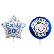 Set 2 Baloane Din Folie Metalizata, Figurine Stea Si Cerc, Tema Botez Baietel, 45 Cm, Ambalaj Individual, Pai Inclus, Umflare Cu Aer Sau Heliu - vivimall.ro