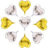 Set 2 Baloane din Folie Metalizata, Flippy, Model Inimi, Tema Ziua Indragostitilor, 45 cm, Ambalaj Individual, Pai Inclus, Umflare cu Aer sau Heliu, Argintiu/Auriu