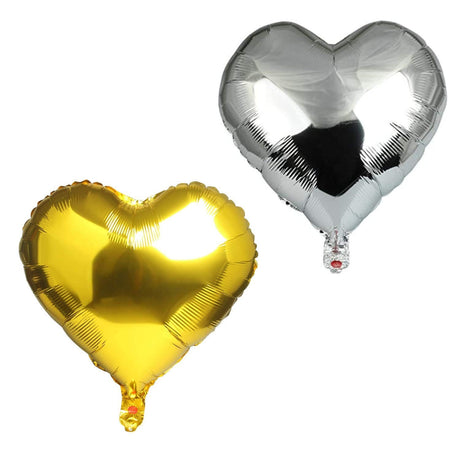 Set 2 Baloane Din Folie Metalizata, Tema Ziua Indragostitilor, 45 Cm, Ambalaj Individual, Pai Inclus, Umflare Cu Aer Sau Heliu, /Auriu - vivimall.ro