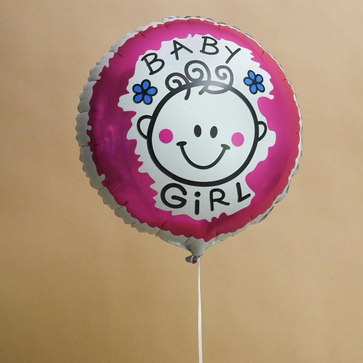 Set 2 Baloane Din Folie Metalizata, Figurine Inima Si Cerc, Tema Botez Fetita, 45 Cm, Ambalaj Individual, Pai Inclus, Umflare Cu Aer Sau Heliu - vivimall.ro