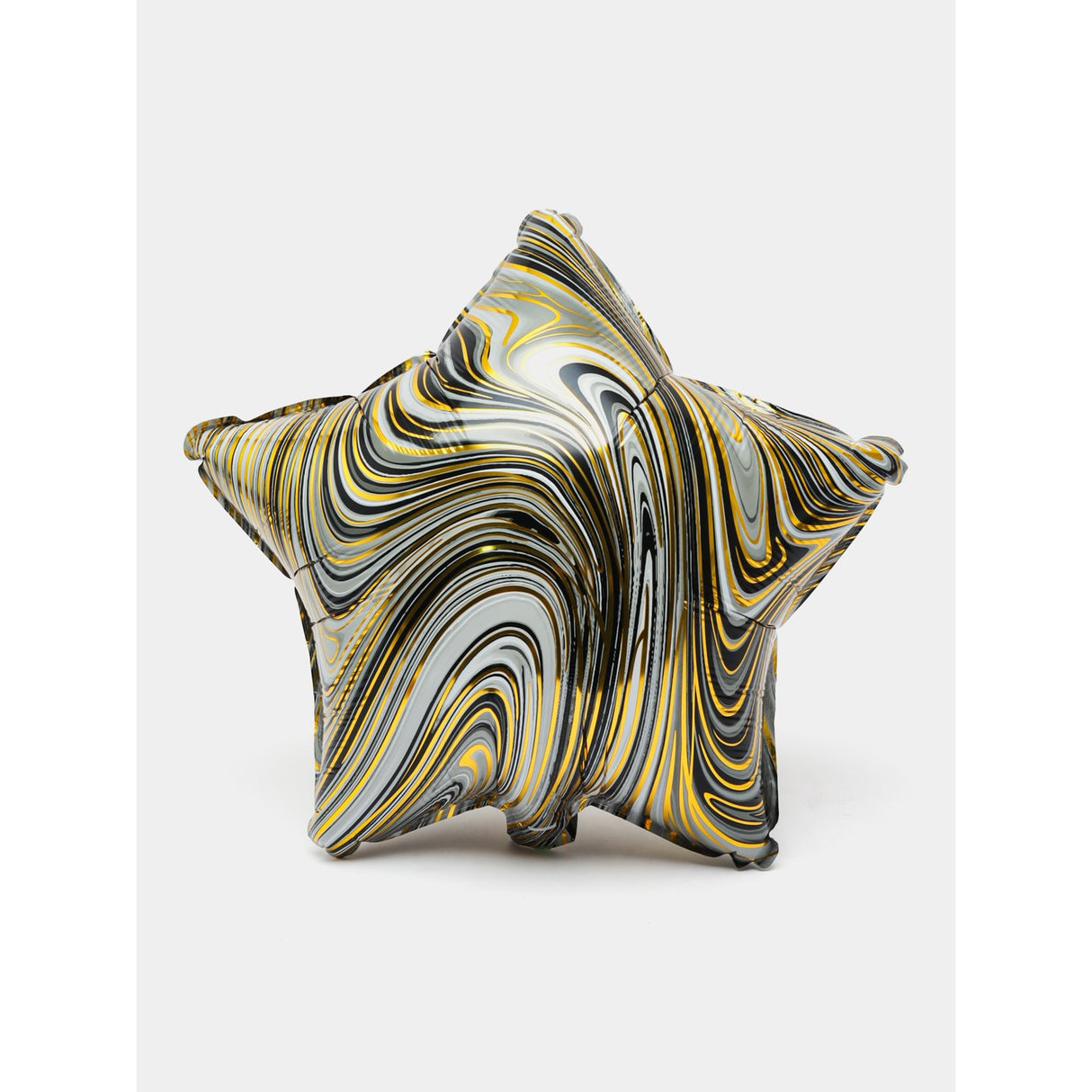 Set 2 Baloane din Folie Metalizata, Flippy, Figurine Inima si Stea, Model Marmura, 45 cm, Ambalaj Individual, Pai Inclus, Umflare cu Aer sau Heliu, Bej