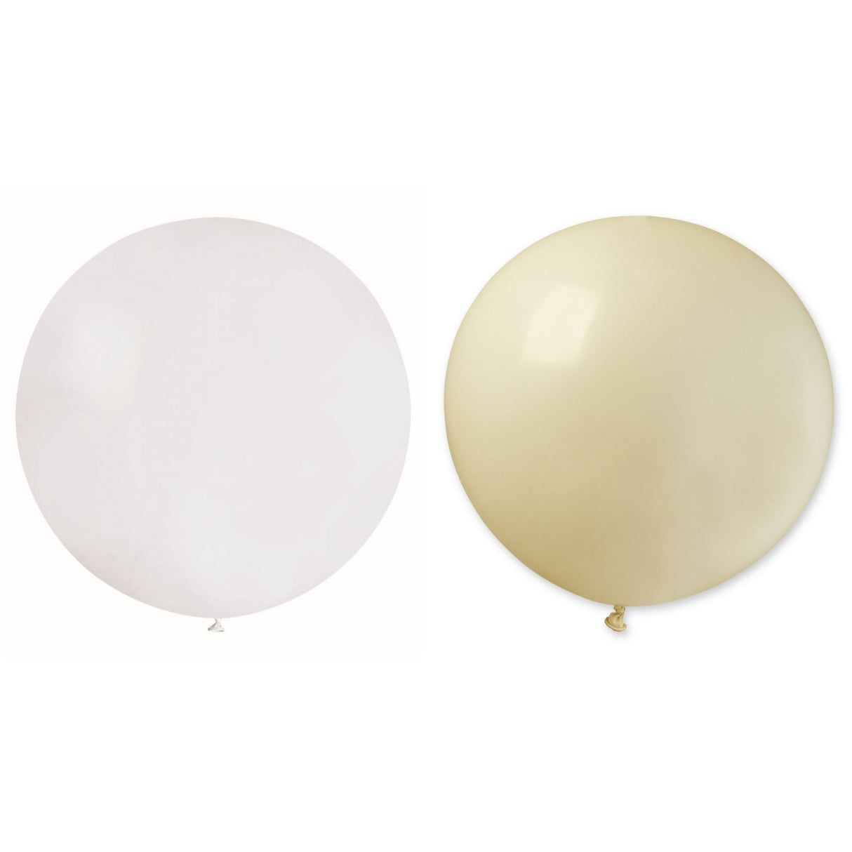 Set 2 Baloane din Latex, Vivimall, Model Party Jumbo, 90 cm, Alb si Bej, 35 g