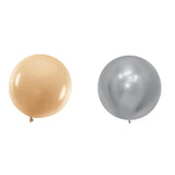 Set 2 Baloane din Latex, Vivimall, Model Party Jumbo, 90 cm, Auriu Argintiu, 35 g