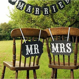 Set 2 Bannere, Vivimall, cu Agatatoare, Tematica Nunta, Pancarde Model Mr si Mrs, Negru - vivimall.ro